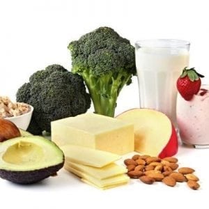  Contains calcium: milk and milk products (hard cheeses), avocado, broccoli, almonds, whole grains, legumes